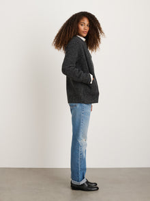 Women | Chunky Rib Cardigan | Donegal Charcoal