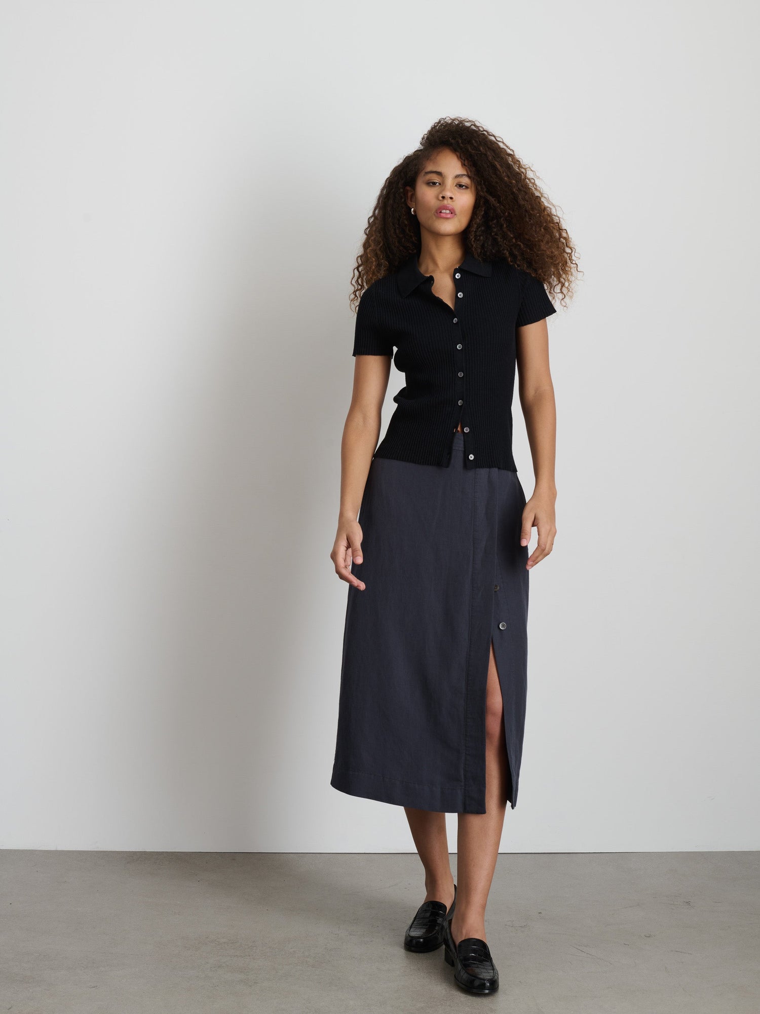 Women | Madeline Skirt | Twill Washed Black