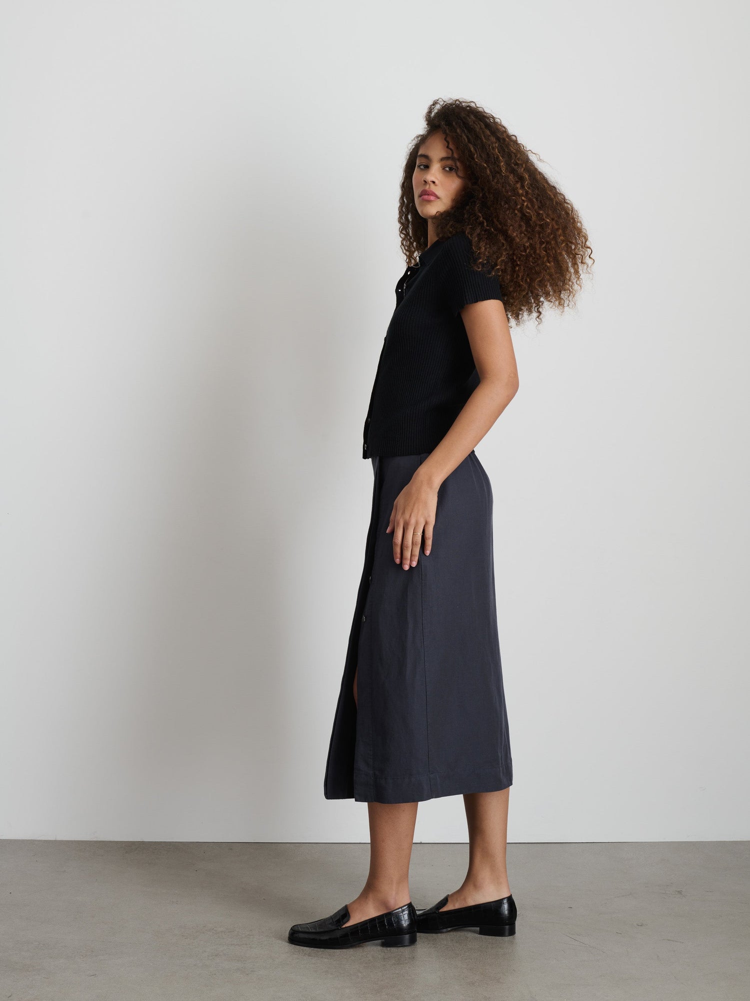 Women | Madeline Skirt | Twill Washed Black