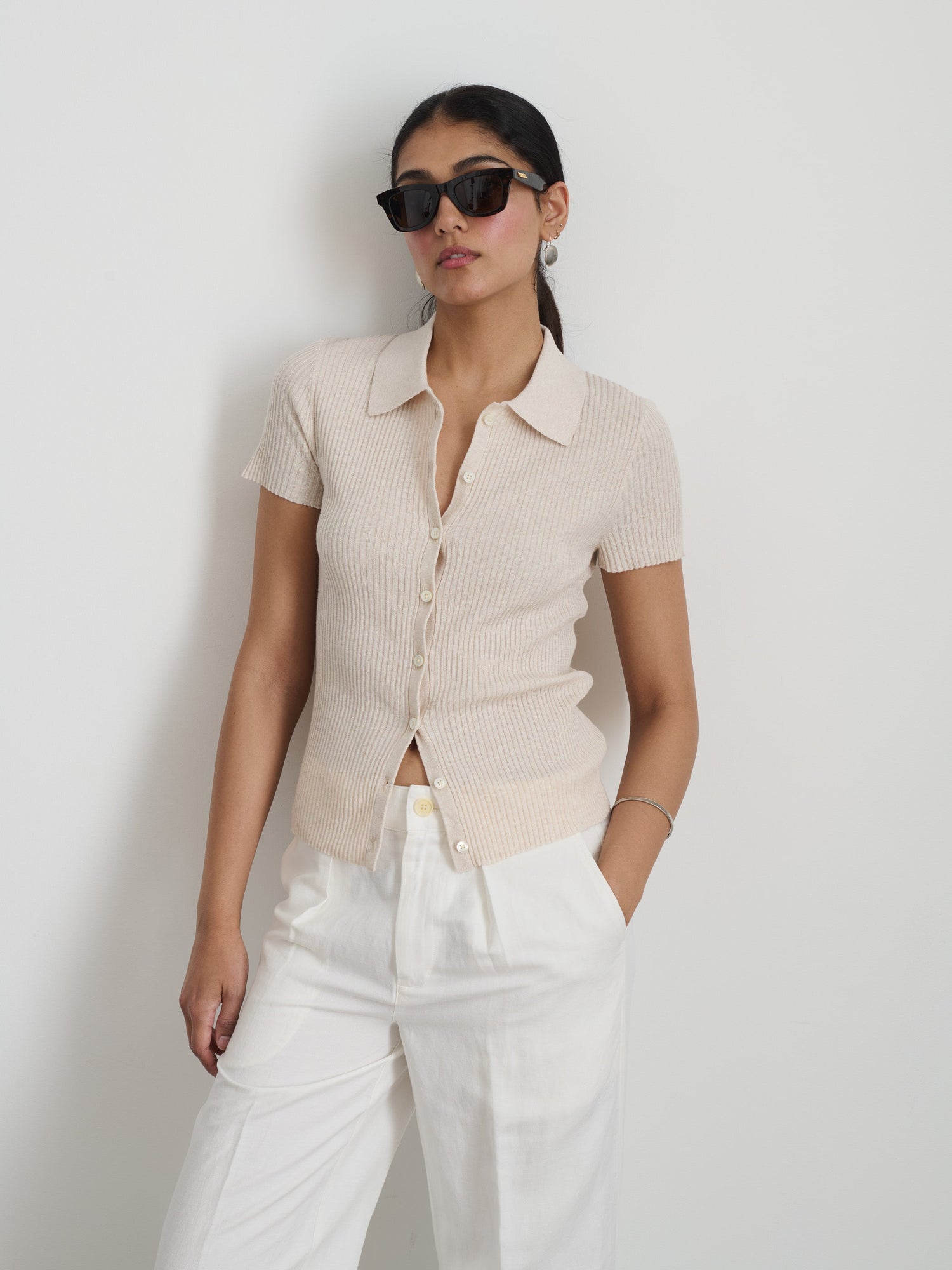 Women | Suzanne Ribbed Polo | Ivory