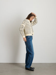 Women | Nico Striped Cardigan | Cotton Ivory x Navy