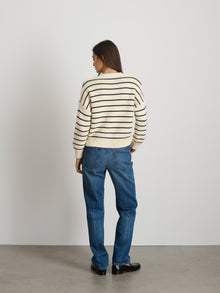 Women | Nico Striped Cardigan | Cotton Ivory x Navy