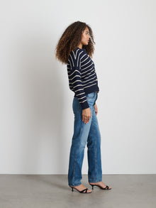 Women | Nico Striped Cardigan | Cotton Navy x Ivory