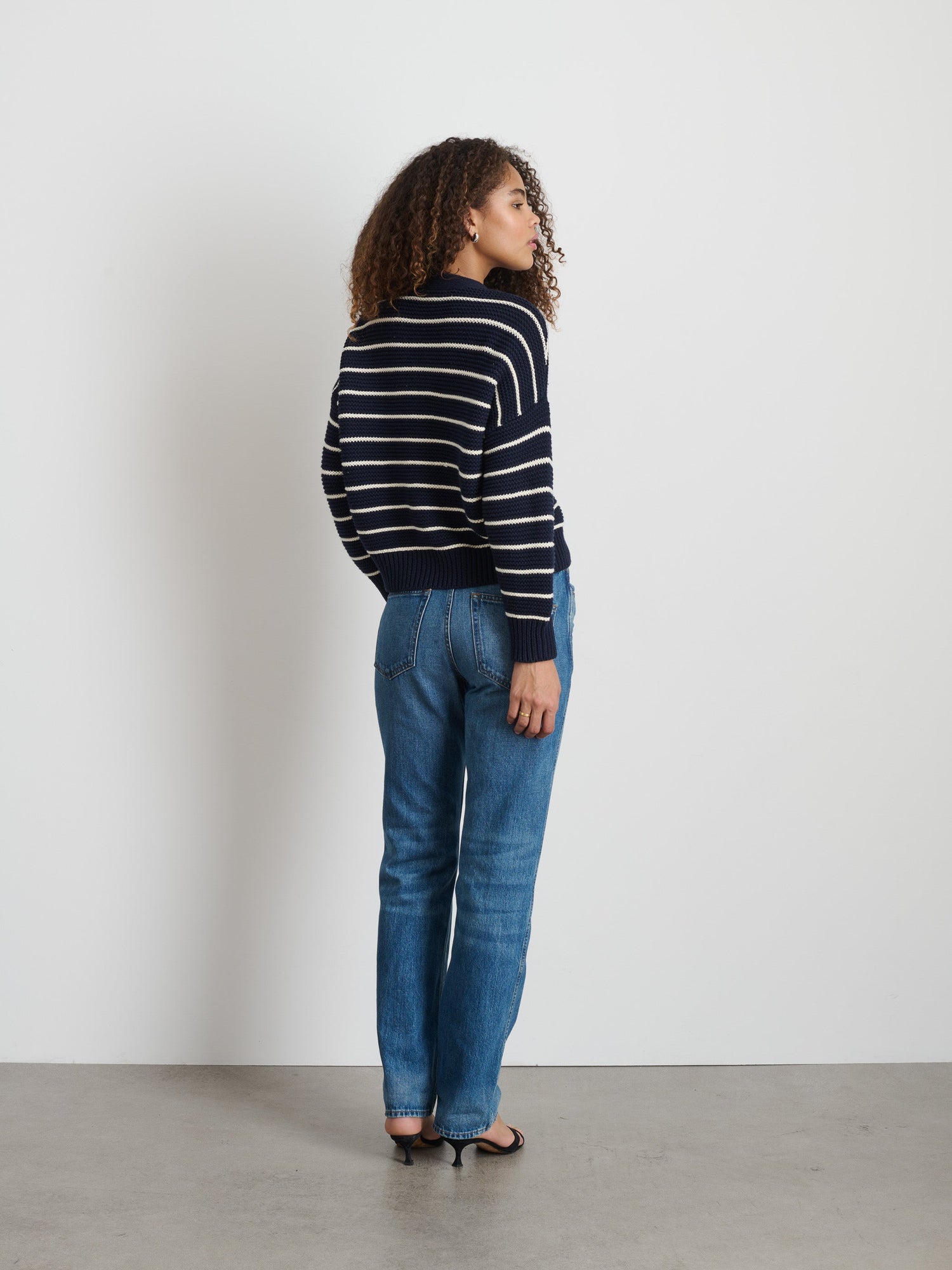 Women | Nico Striped Cardigan | Cotton Navy x Ivory