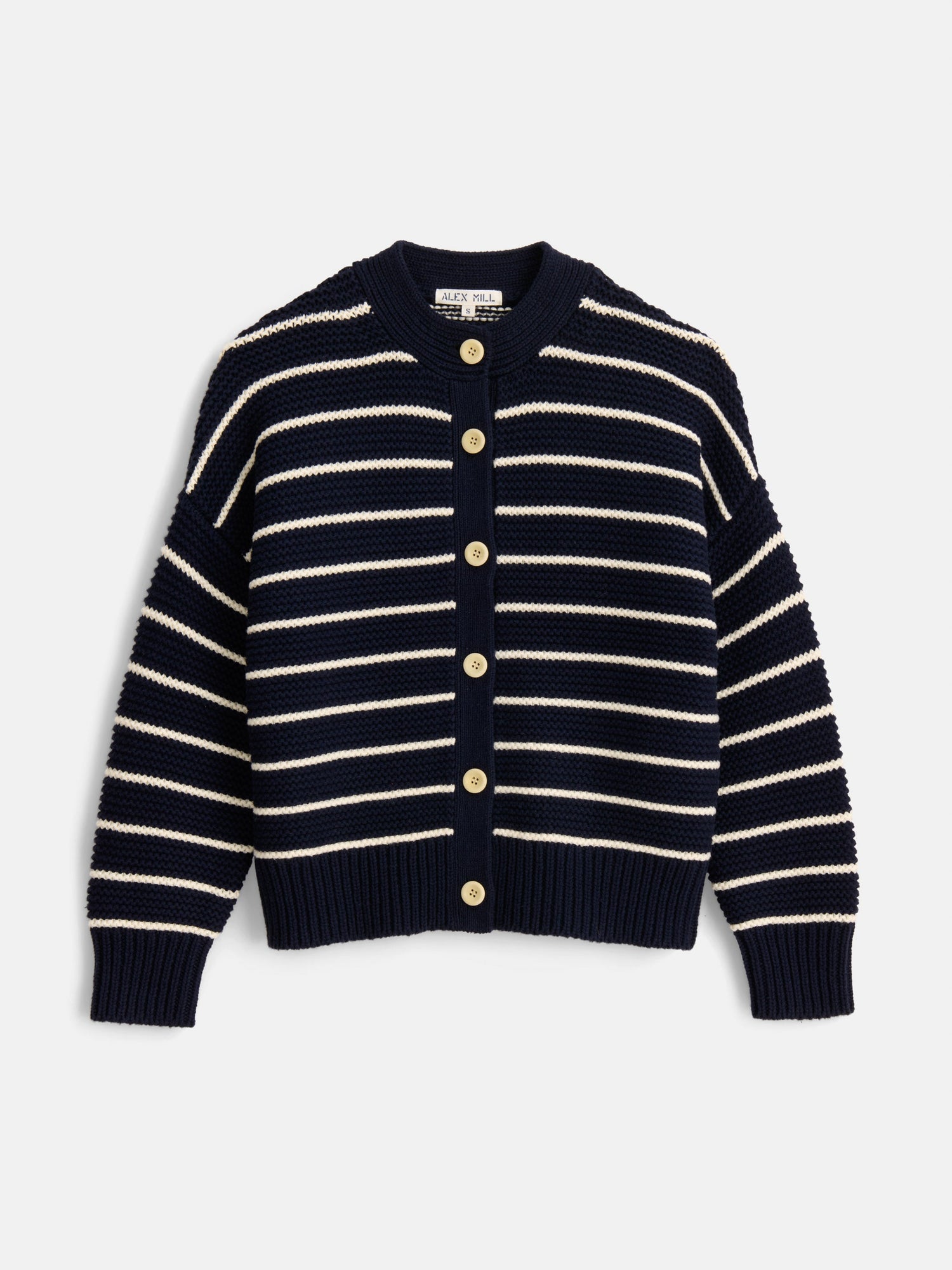Women | Nico Striped Cardigan | Cotton Navy x Ivory