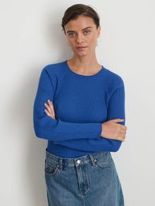 Women | Ribbed Crewneck Sweater | Cosmic Blue