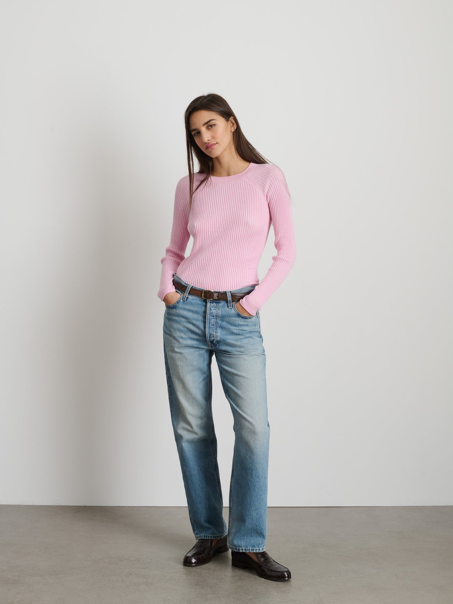 Women | Ribbed Crewneck Sweater | French Pink