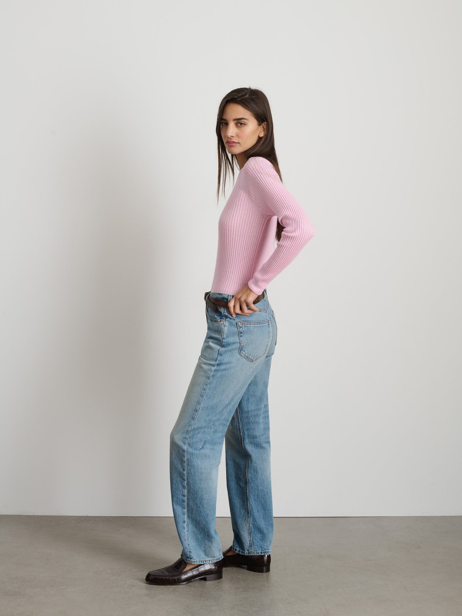 Women | Ribbed Crewneck Sweater | French Pink
