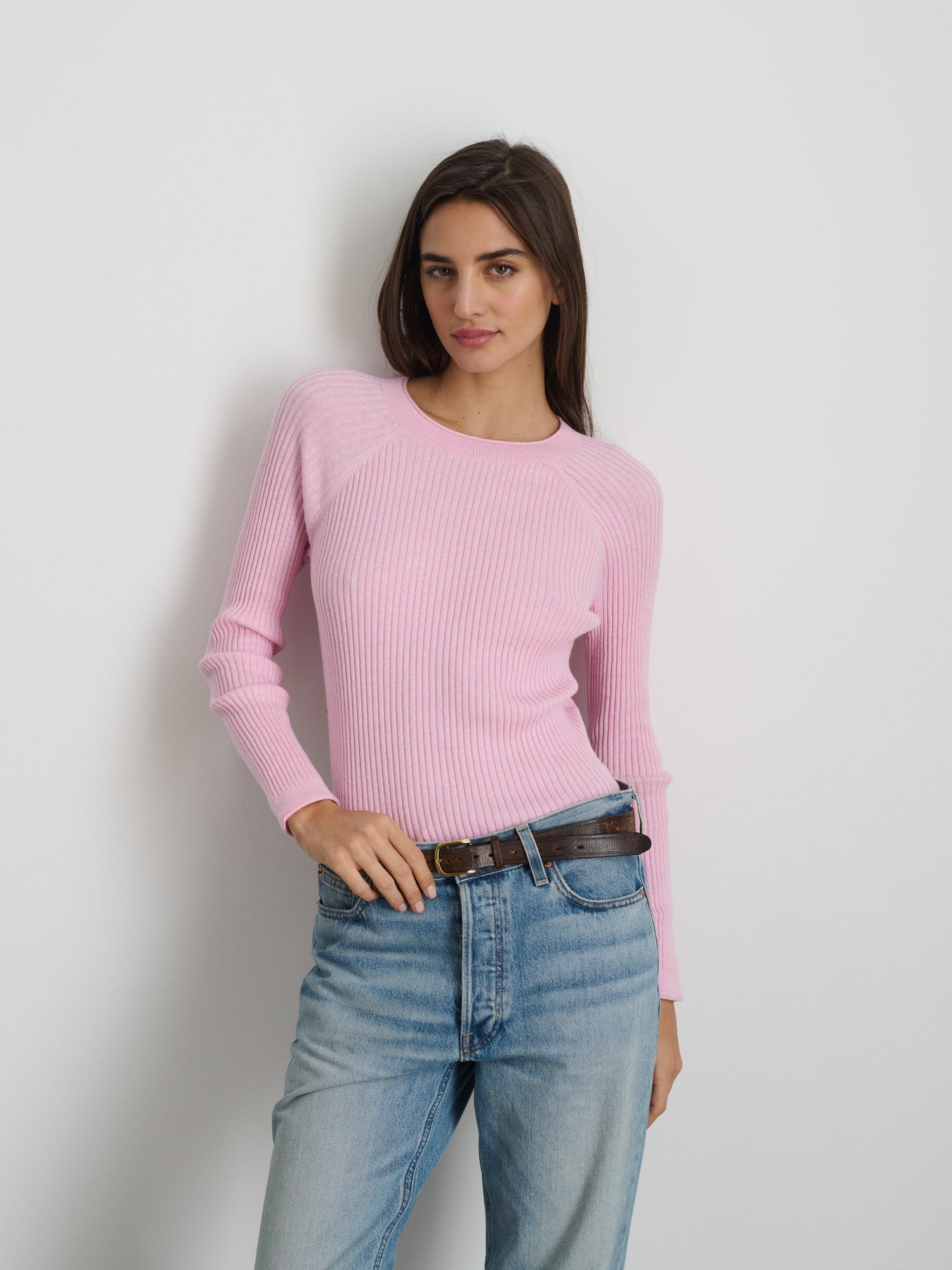Women | Ribbed Crewneck Sweater | French Pink