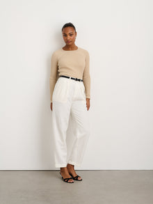 Women | Double Pleat Pant | Twill Ecru