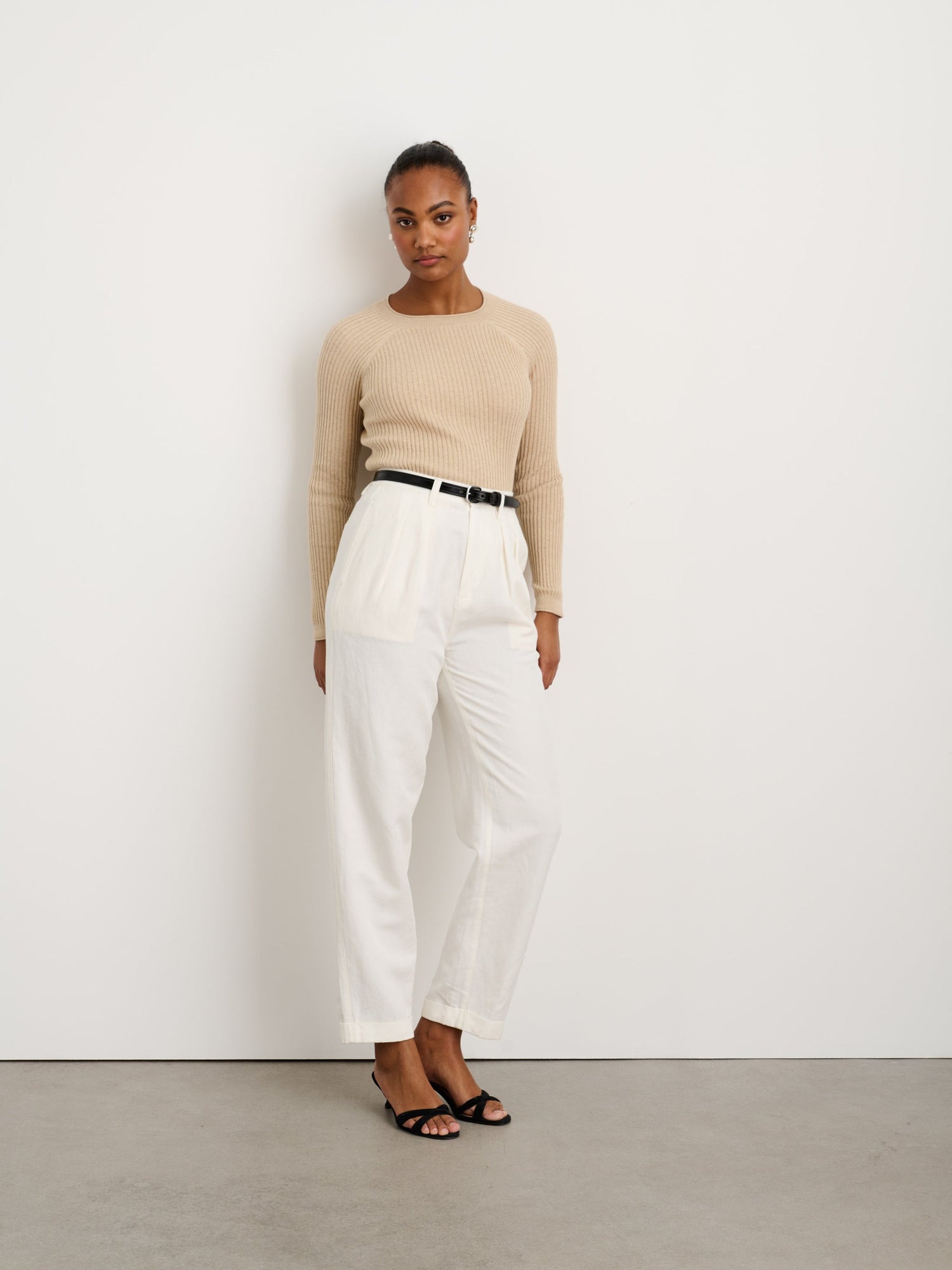 Women | Double Pleat Pant | Twill Ecru