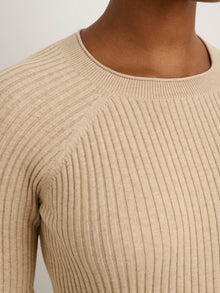 Women | Ribbed Crewneck Sweater | Sand