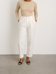 Women | Double Pleat Pant | Twill Ecru