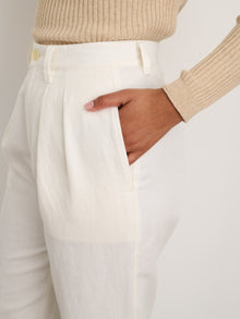 Women | Double Pleat Pant | Twill Ecru