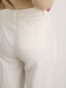 Women | Double Pleat Pant | Twill Ecru