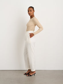 Women | Double Pleat Pant | Twill Ecru