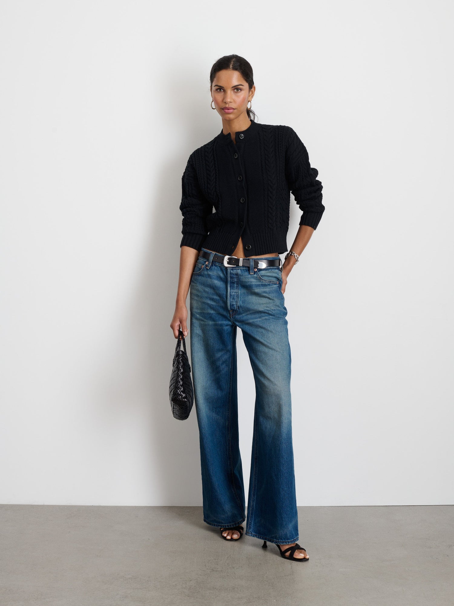 Women | Cable Knit Nico Chunky Cardigan | Black