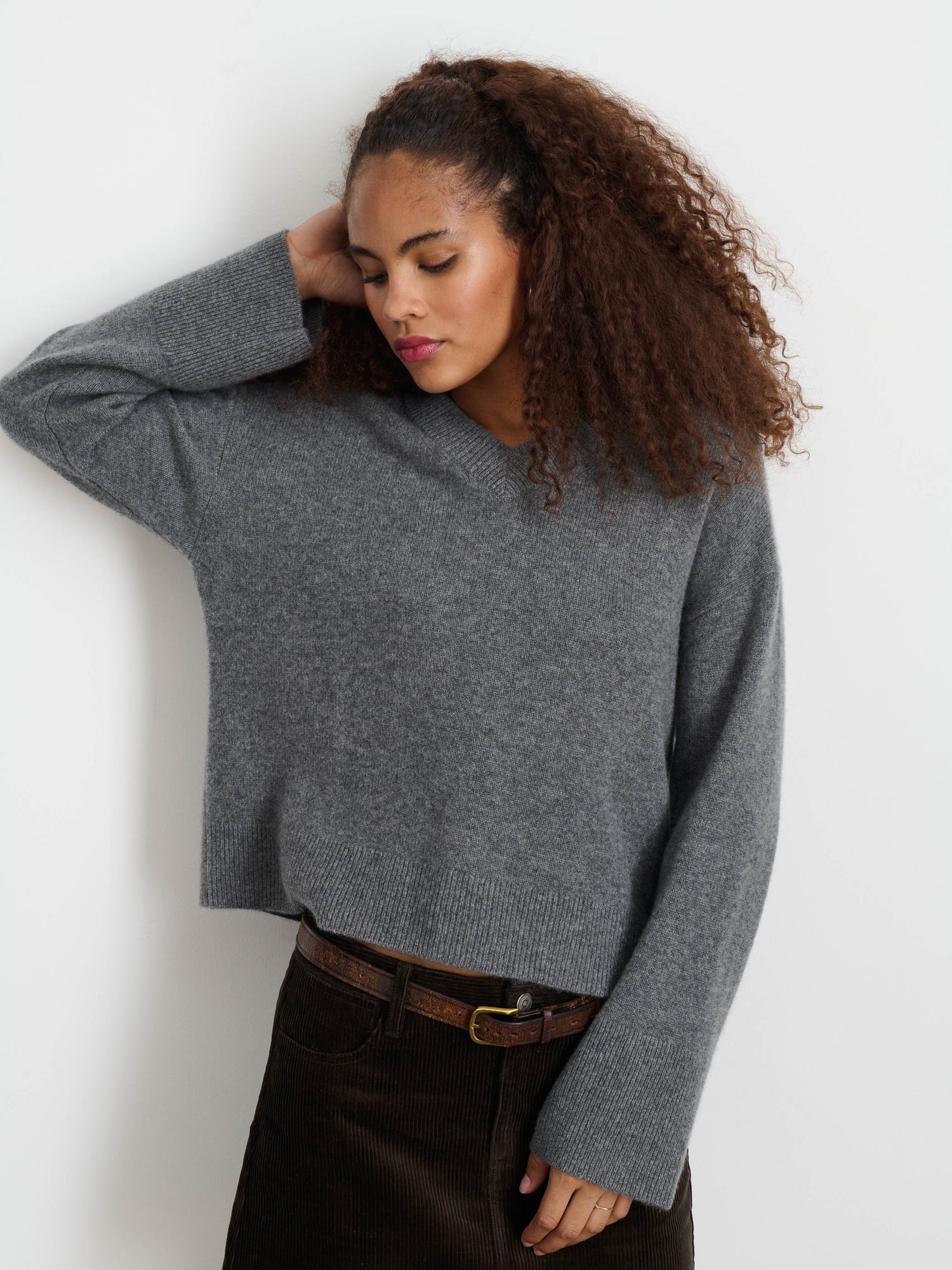 Women | Rowan V-Neck | Cashmere Sterling Grey