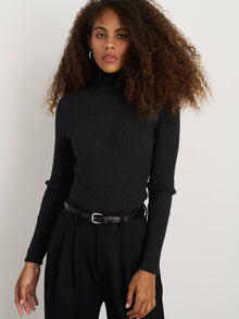 Women | Christy Ribbed Turtleneck | Charcoal