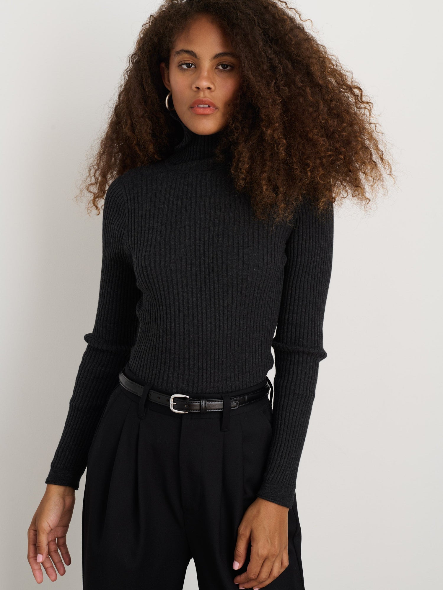 Women | Christy Ribbed Turtleneck | Charcoal