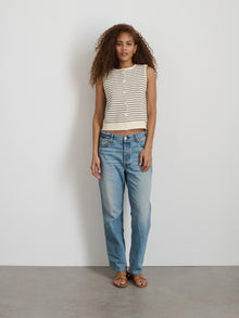 Women | Bridget Striped Vest | Cotton Ivory x Black