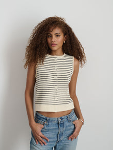 Women | Bridget Striped Vest | Cotton Ivory x Black