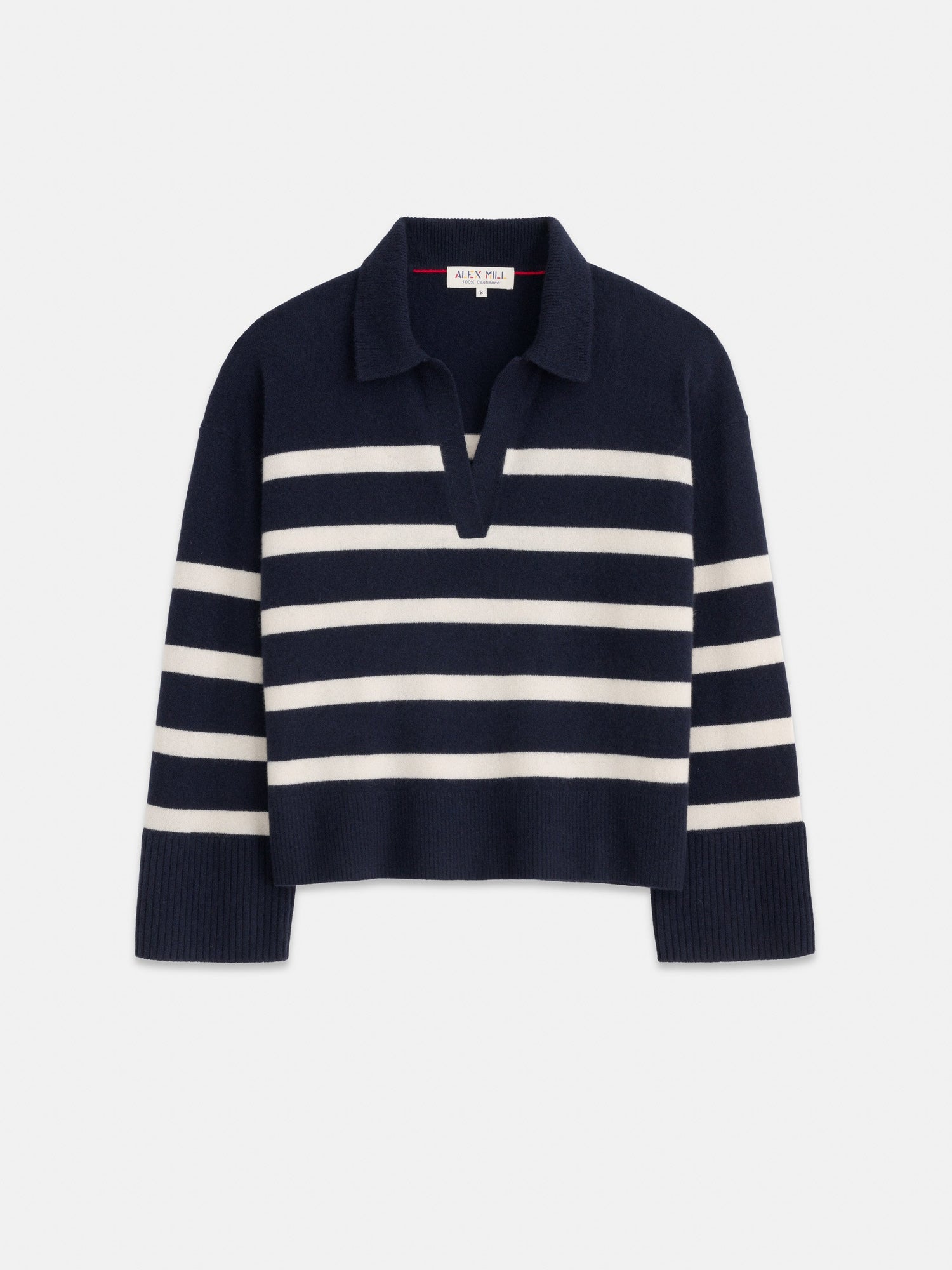 Women | Isa Striped Pullover | Cashmere Navy x White