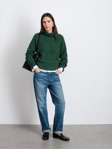 Women | Chelsea Turtleneck | Cotton Cashmere Hunter Green