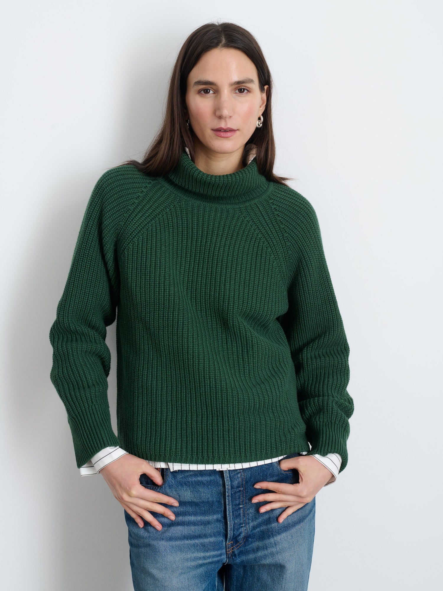 Women | Chelsea Turtleneck | Cotton Cashmere Hunter Green
