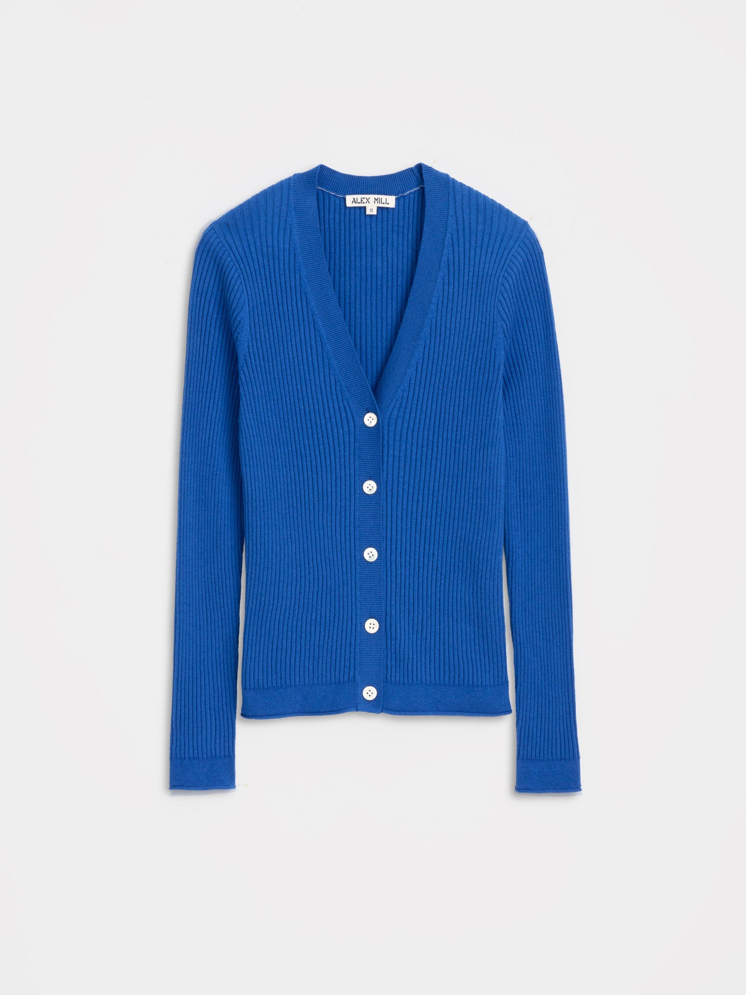 Women | V-Neck Ribbed Cardigan | Cosmic Blue