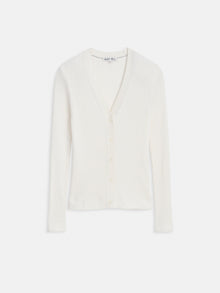 Women | V-Neck Ribbed Cardigan | Ivory