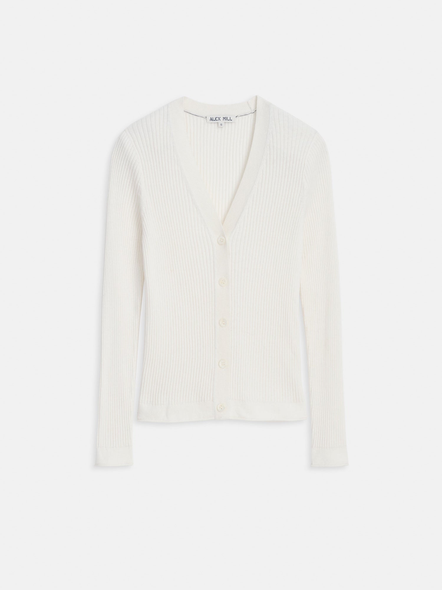 Women | V-Neck Ribbed Cardigan | Ivory