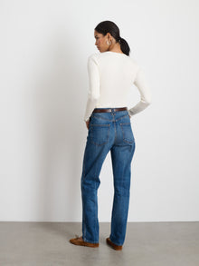 Women | V-Neck Ribbed Cardigan | Ivory
