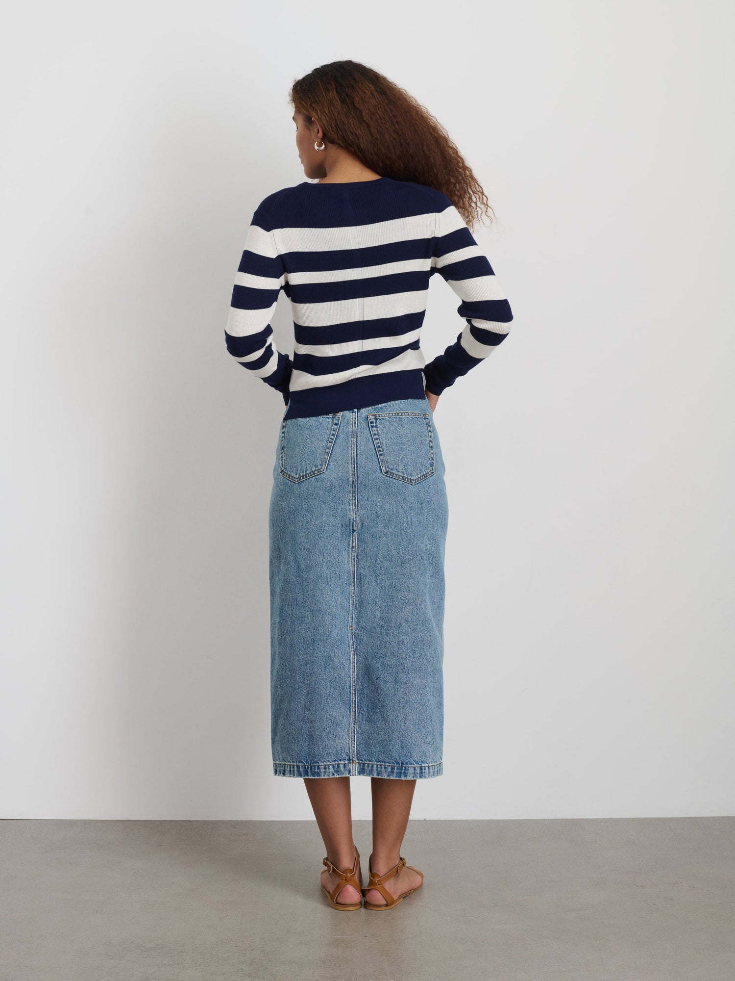 Women | Ava Striped Sweater Tee | Navy x White