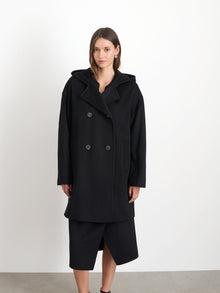 Women | Double Breasted Coat | Cashmere Black