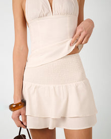 Smocked Ruffle Mini Skirt | Ivory