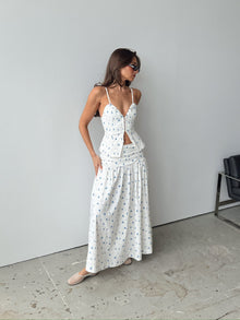 Ruched Waist Midi Skirt | Sky