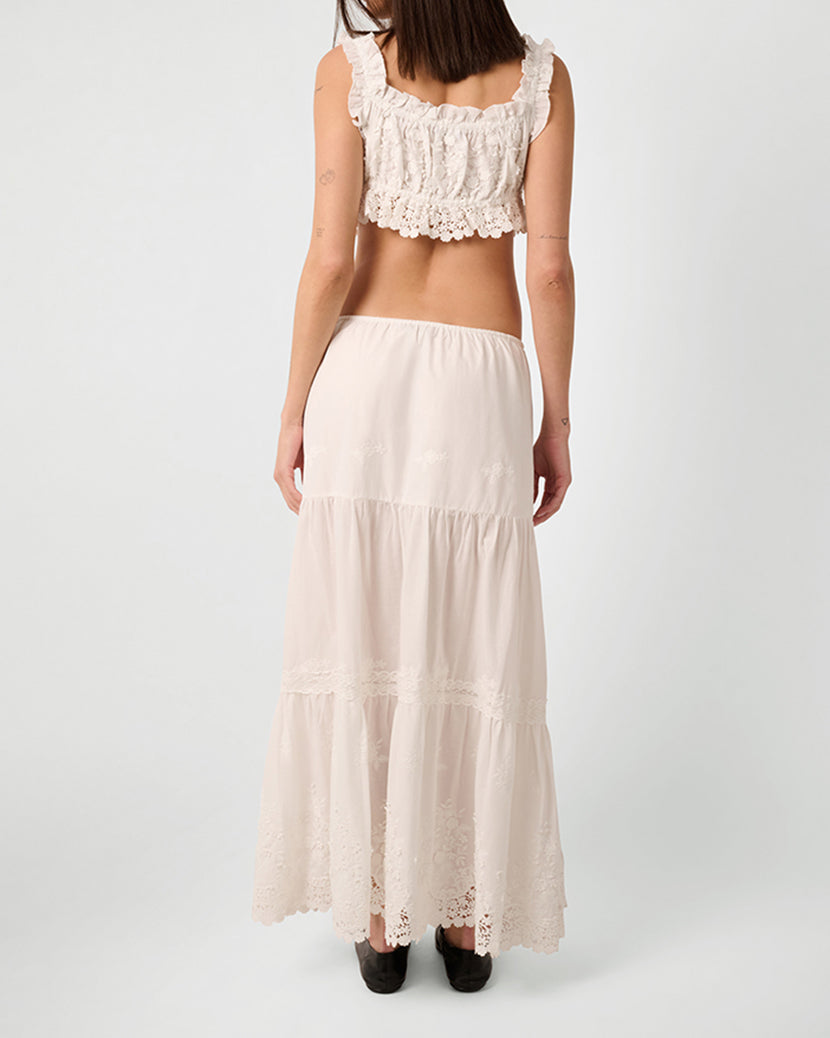 Midi Pull On Skirt | Ivory