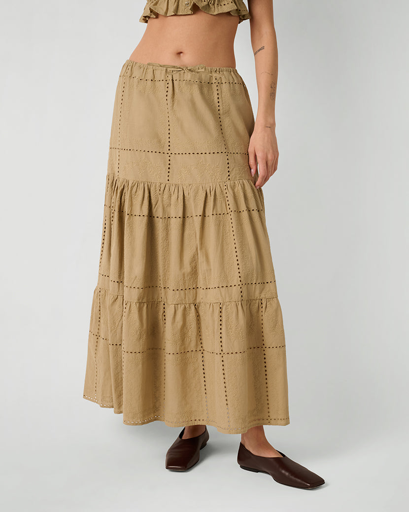 Midi Pull On Skirt | Oat