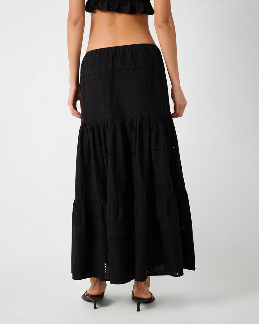 Midi Pull On Skirt | Black