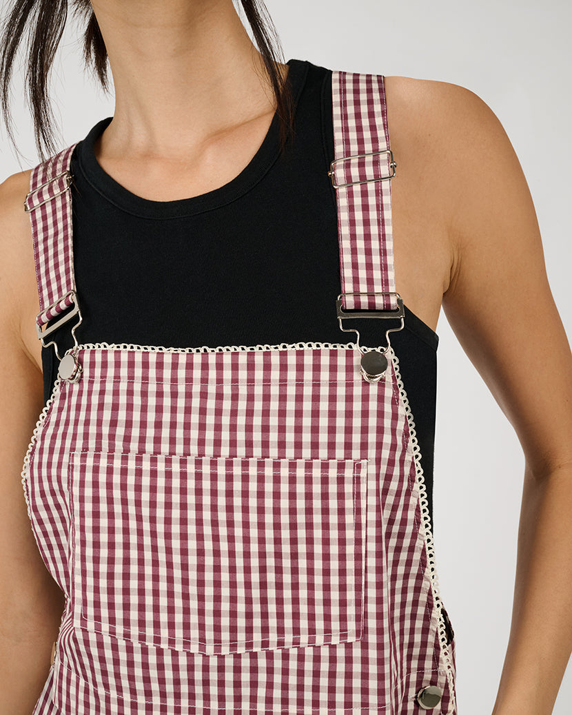 Basic Short Overall | Plum/Ivory