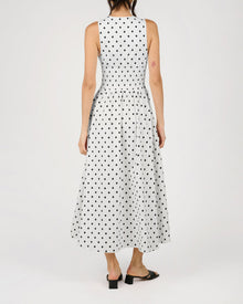 Button Front Scallop Dress | White/Black