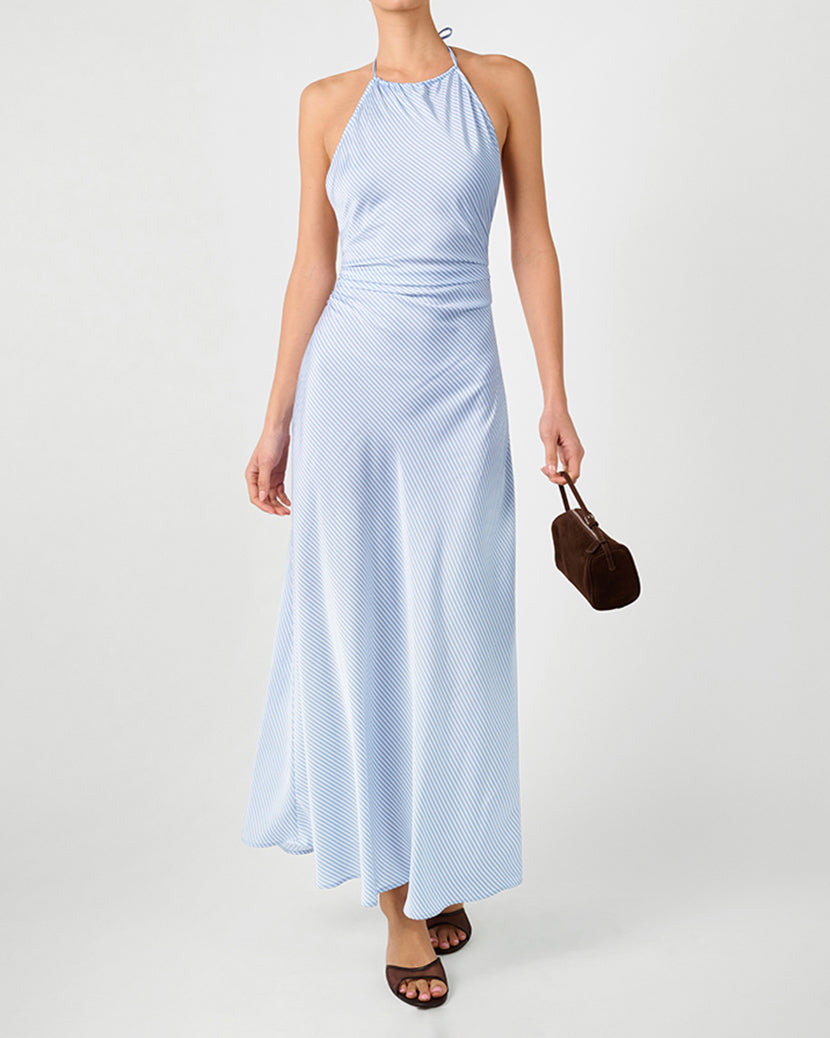 Halter Tie Neck Maxi Dress | Classic Blue