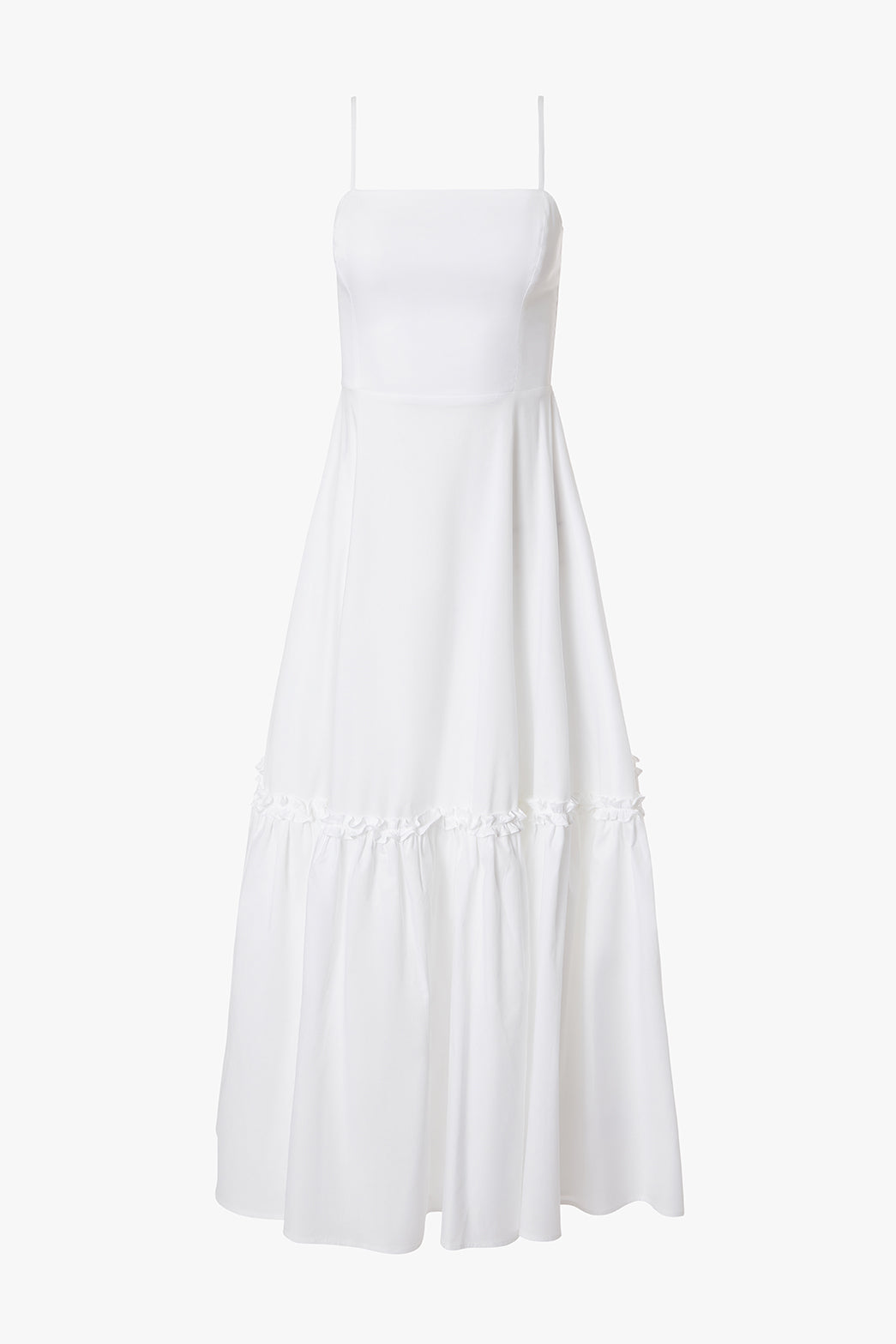 Ruffle Flare Midi Dress | Classic White