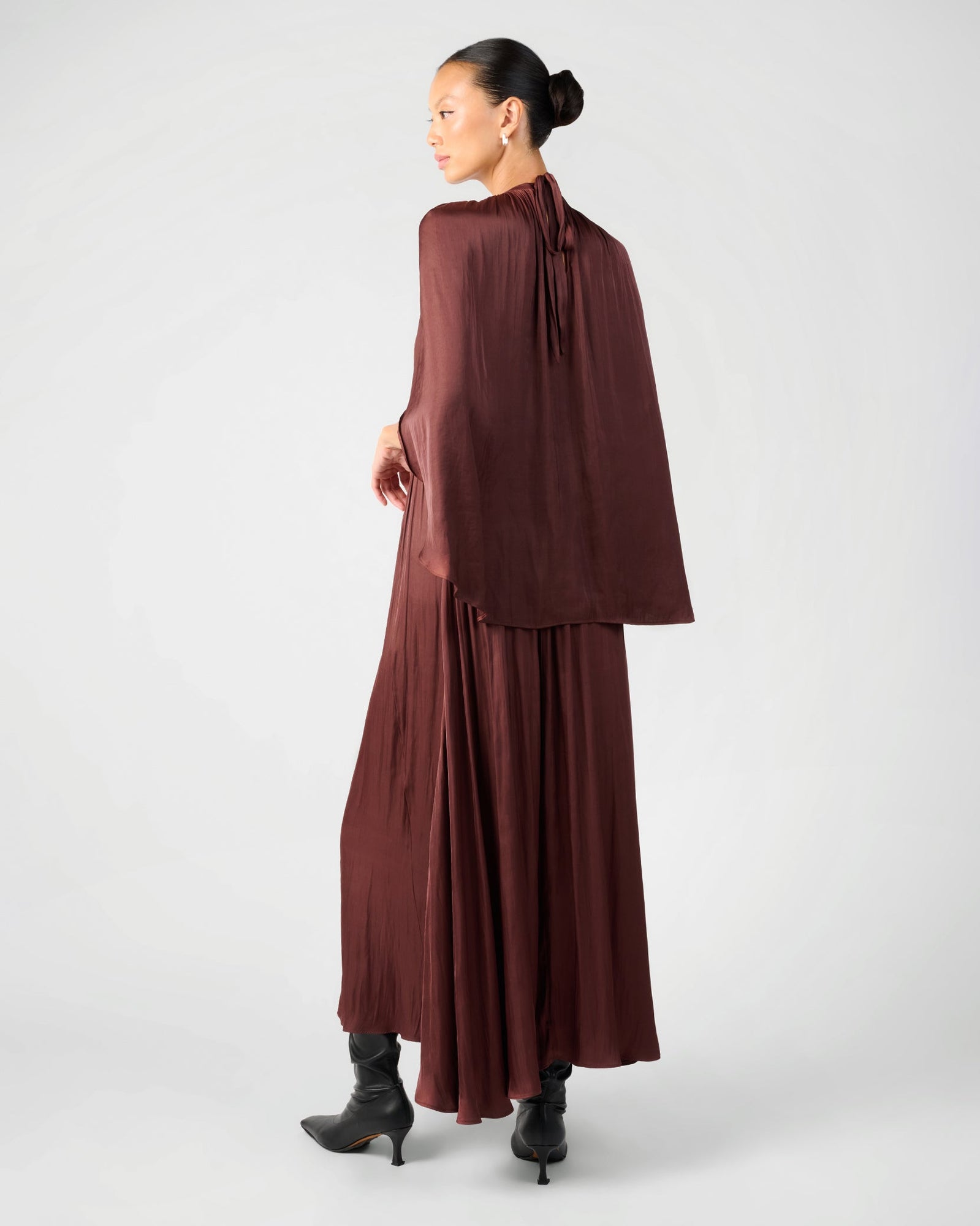 Halter Cape Midi Dress | Cherry Halter Cape Midi Dress | Cherry