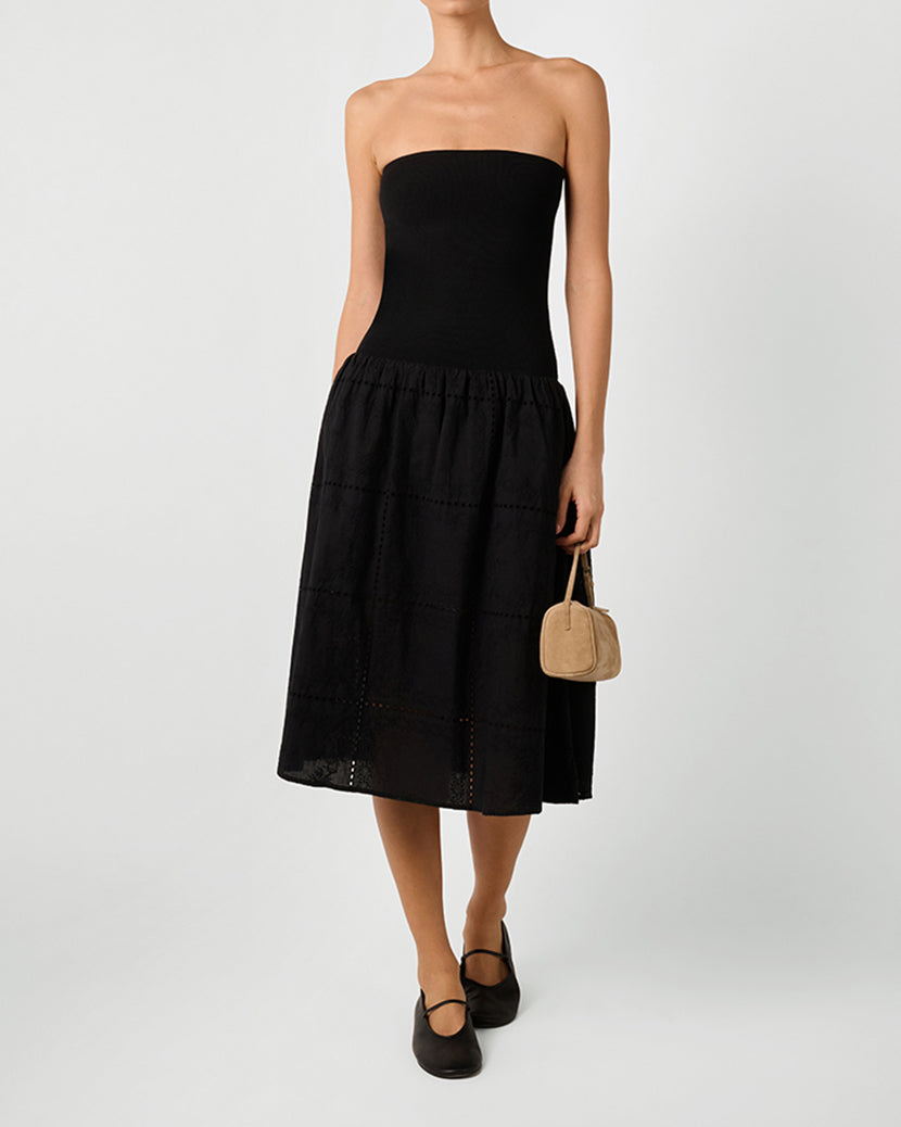 Ribbed Cotton Midi Dress | Black