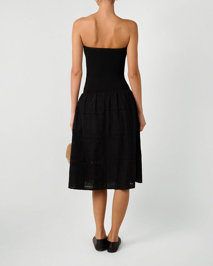 Ribbed Cotton Midi Dress | Black
