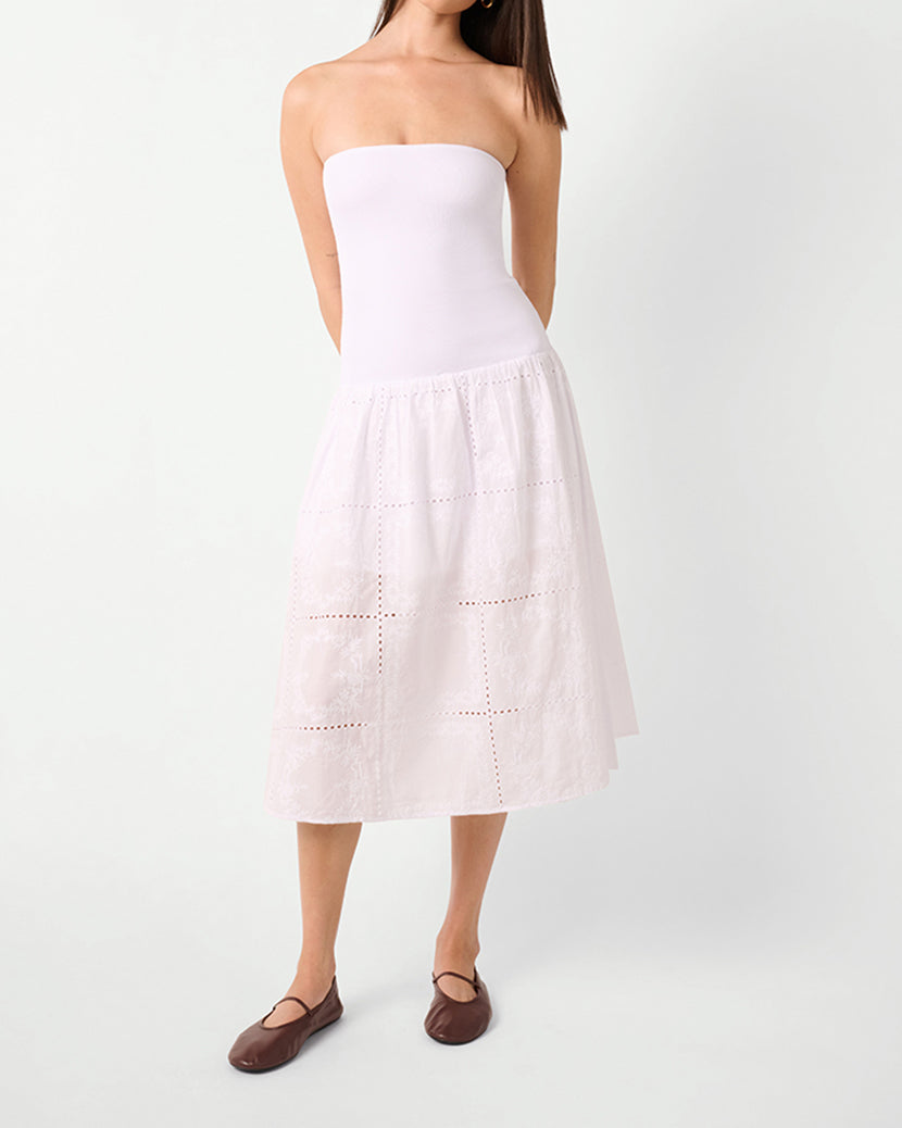 Ribbed Cotton Midi Dress | White (V1)