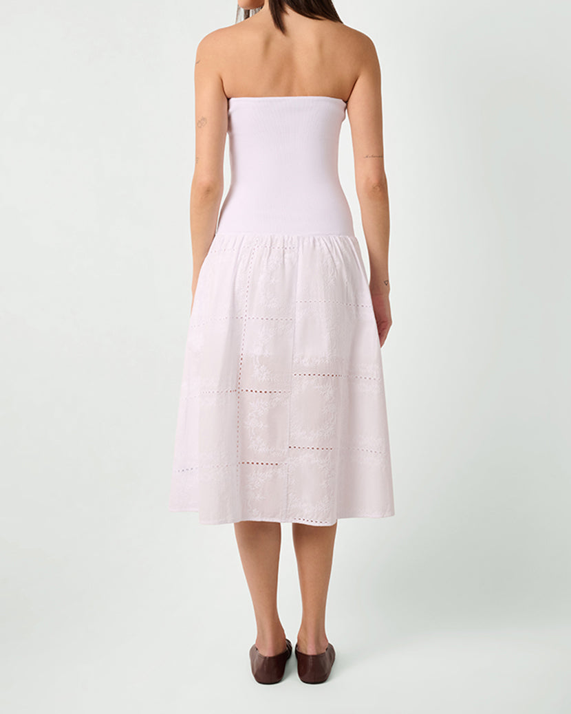Ribbed Cotton Midi Dress | White (V1)