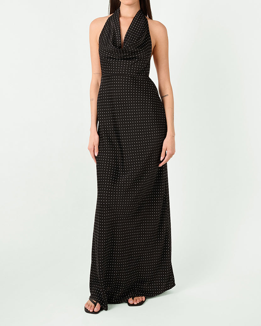 Cowl Halter Maxi Dress | Black
